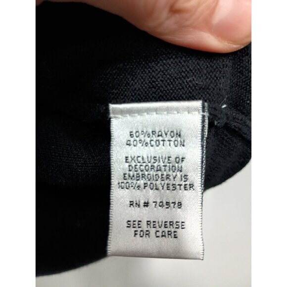 Y2K Cache Sweater Womens Medium Black Embroidered BOHO Long Sleeve V-Neck - Picture 6 of 7